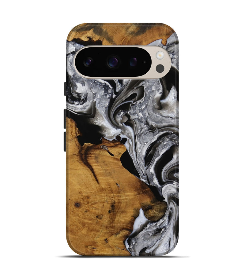 Pixel 9 Pro Wood Live Edge Phone Case - Elia (Black & White, 751678)