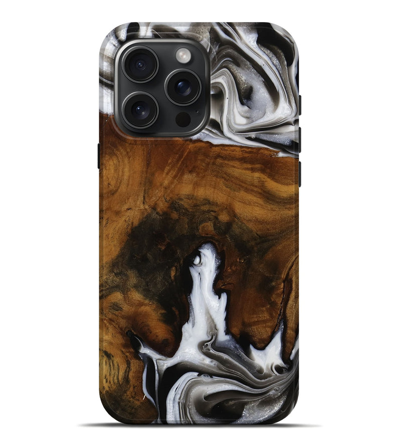 iPhone 16 Pro Max Wood Live Edge Phone Case - Verne (Black & White, 751683)