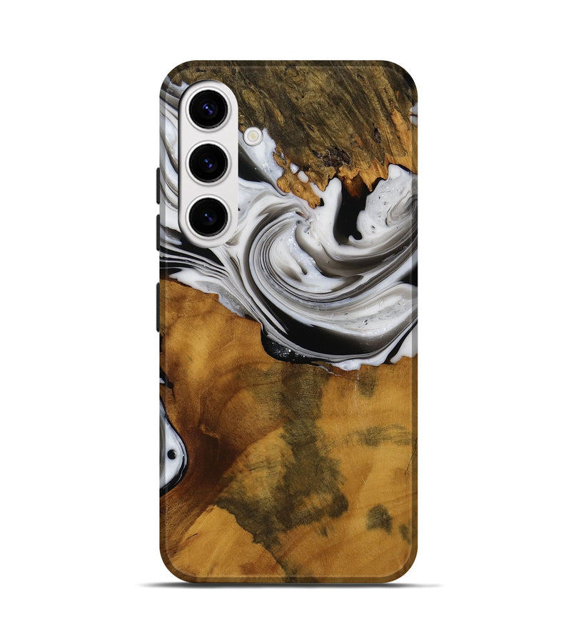 Galaxy S25 Wood Live Edge Phone Case - Vernell (Black & White, 751691)