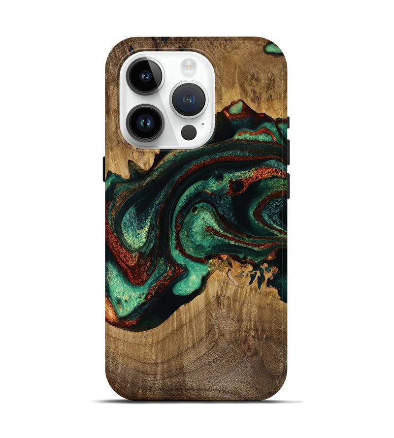 iPhone 15 Pro Wood Live Edge Phone Case - Dimitri (Green, 751710)