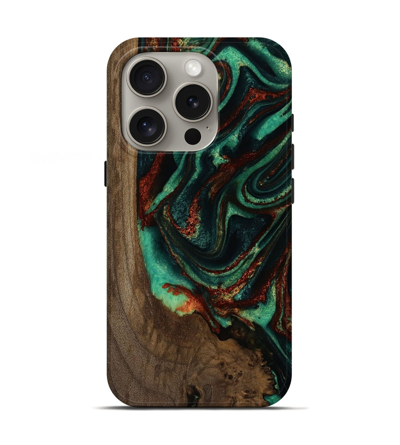 iPhone 16 Pro Wood Live Edge Phone Case - Giovani (Green, 751723)