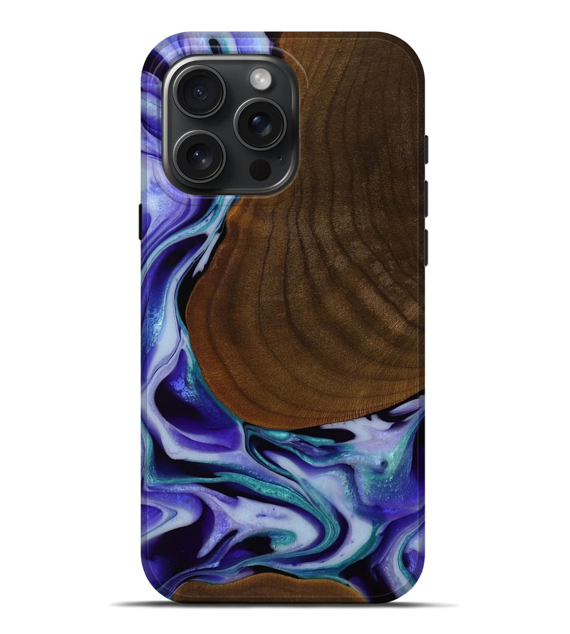 iPhone 16 Pro Max Wood Live Edge Phone Case - Taniya (Purple, 751725)