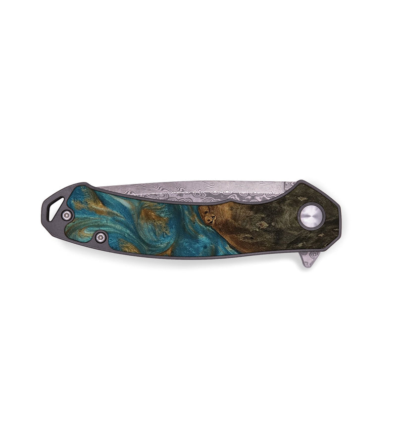 EDC Wood Pocket Knife - Darron (Teal & Gold, 751884)