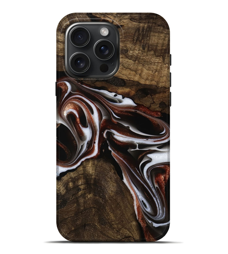 iPhone 16 Pro Max Wood Live Edge Phone Case - Carie (Black & White, 751929)