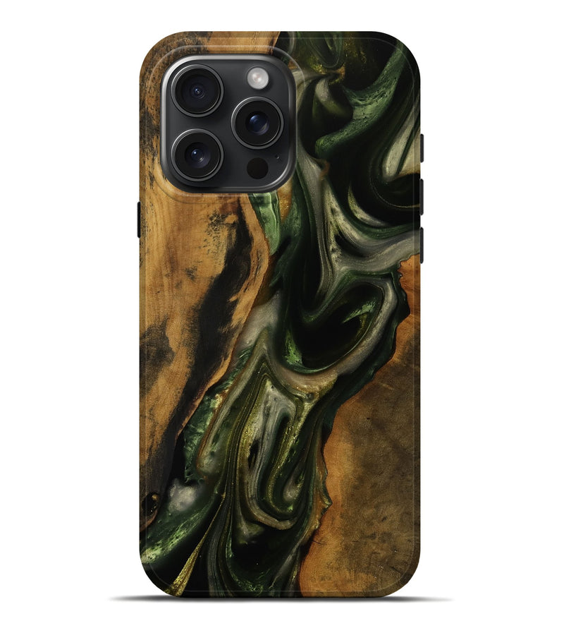 iPhone 16 Pro Max Wood Live Edge Phone Case - Elaine (Green, 751932)