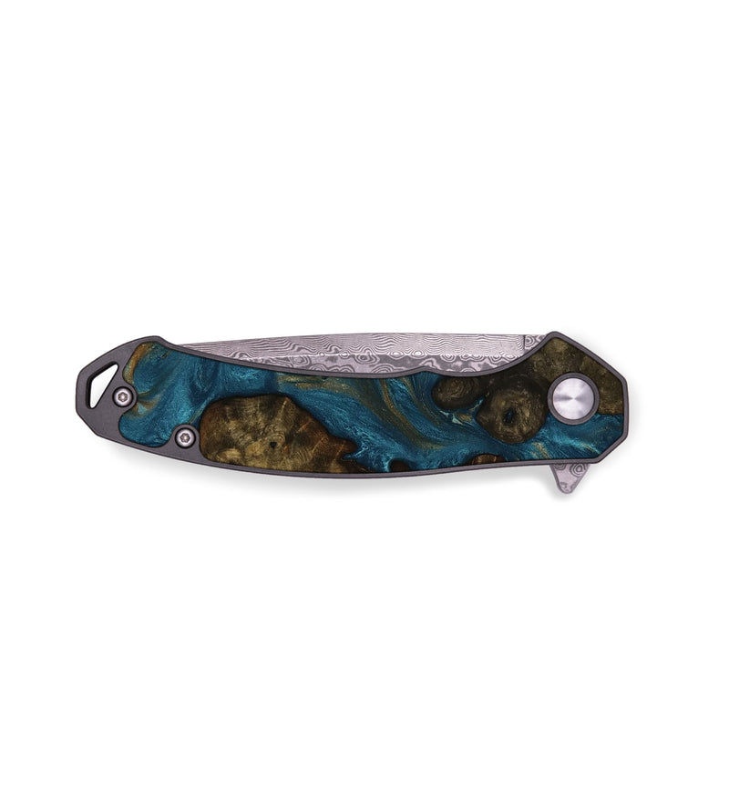 EDC Wood Pocket Knife - Reign (Teal & Gold, 751938)