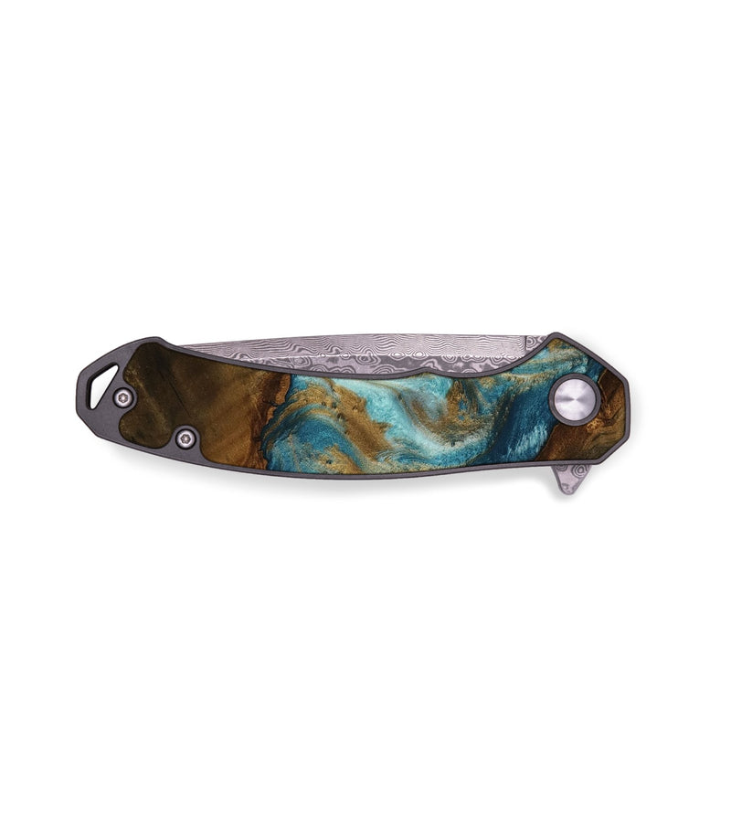 EDC Wood Pocket Knife - Jarrod (Teal & Gold, 752356)