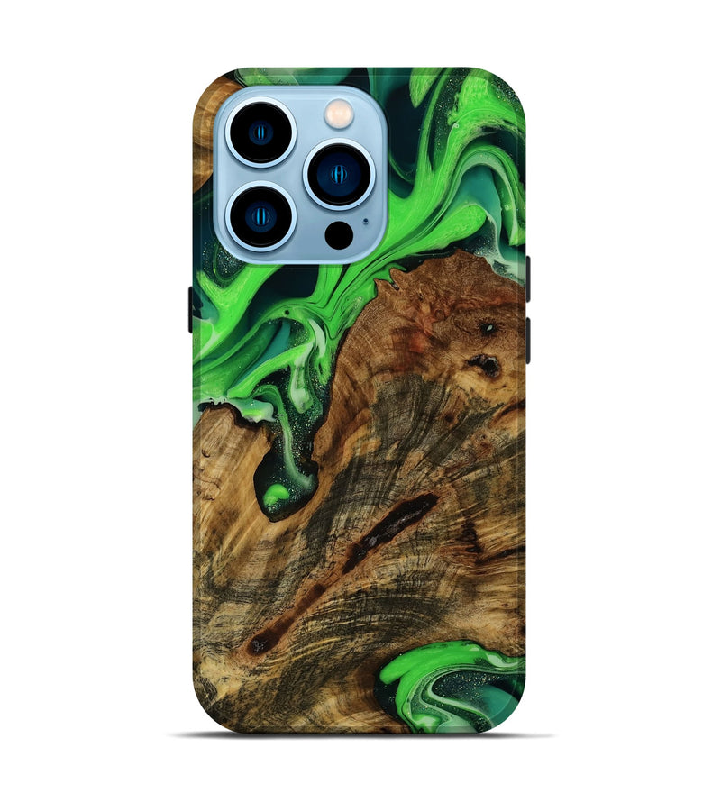 iPhone 14 Pro Wood Live Edge Phone Case - Ryland (Green, 752488)