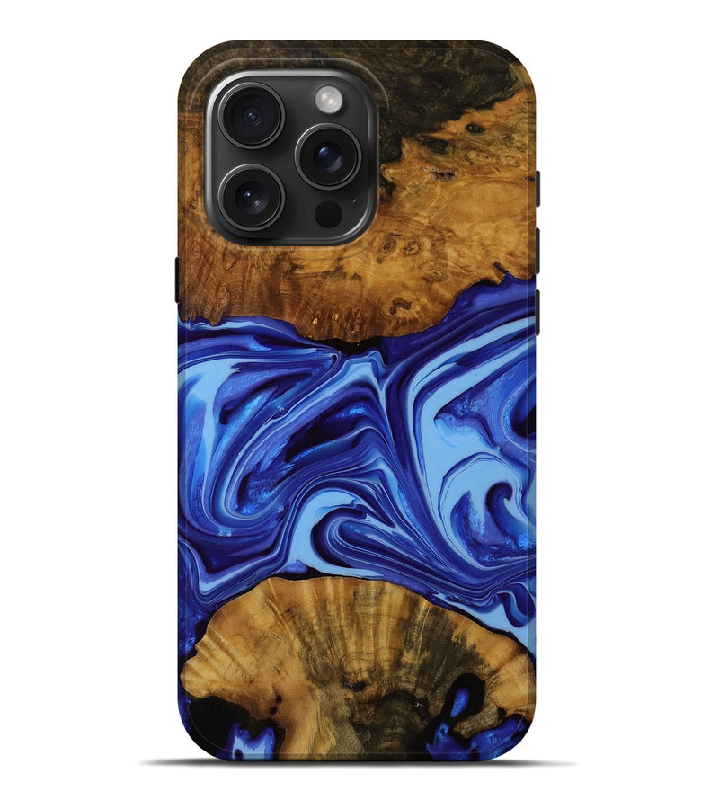 iPhone 16 Pro Max Wood Live Edge Phone Case - Elora (Blue, 752490)