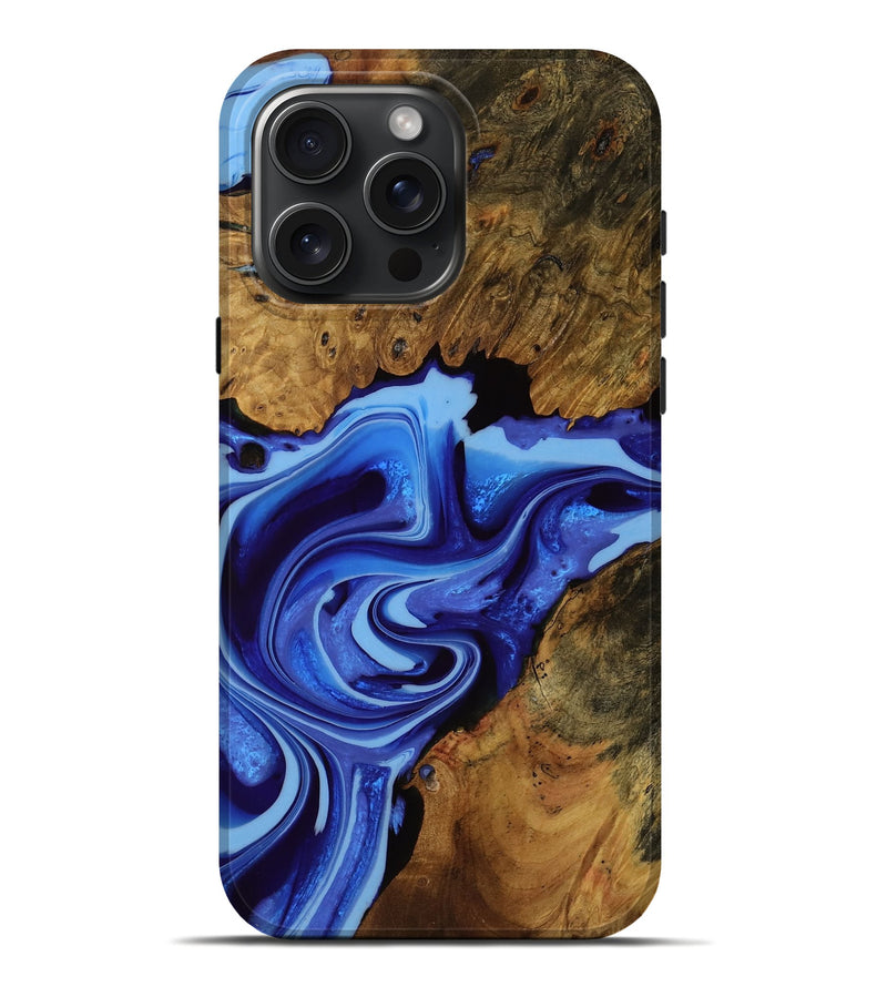 iPhone 16 Pro Max Wood Live Edge Phone Case - Earle (Blue, 752493)