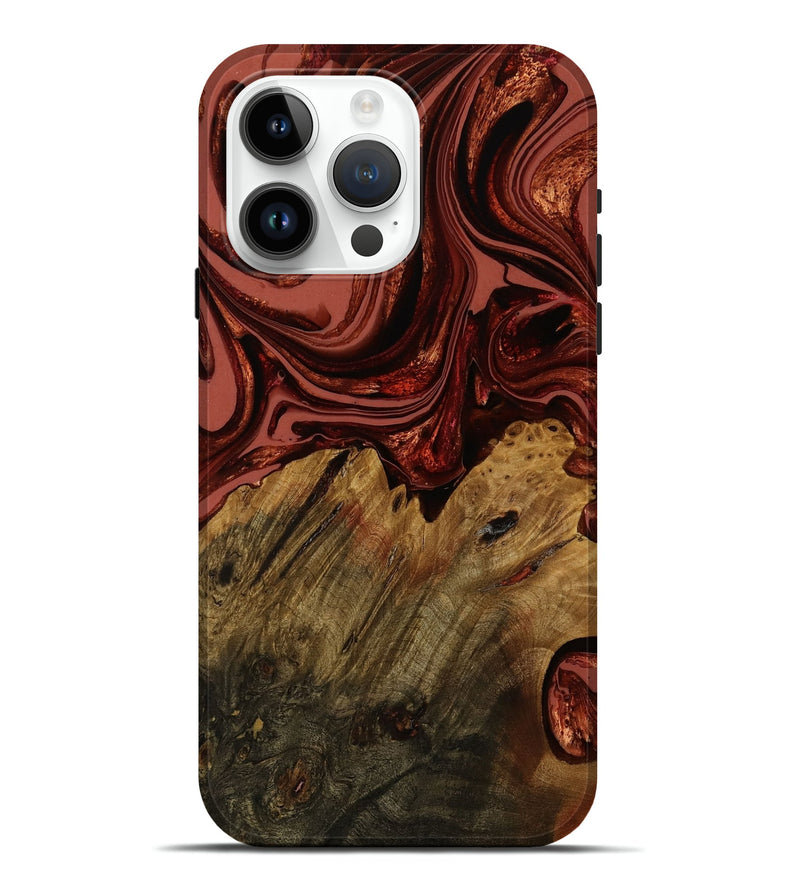 iPhone 15 Pro Max Wood Live Edge Phone Case - Emelia (Red, 752498)