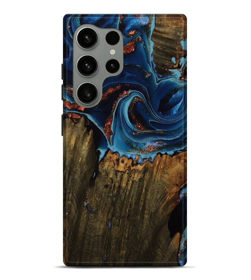 Galaxy S24 Ultra Wood Live Edge Phone Case - Timothy (Teal & Gold, 752516)