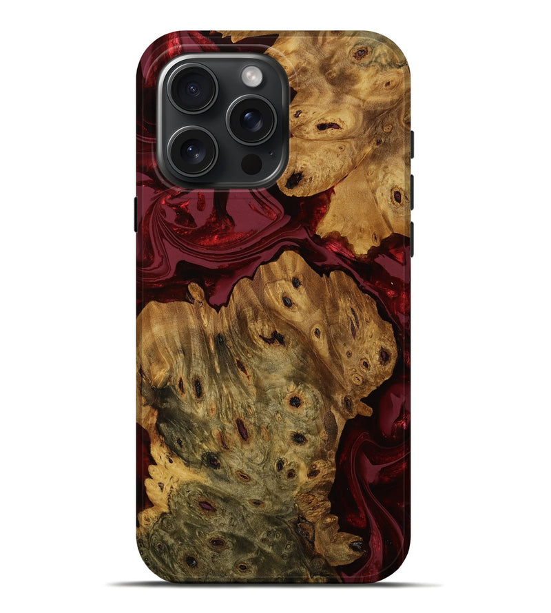 iPhone 16 Pro Max Wood Live Edge Phone Case - Sammy (Red, 752517)