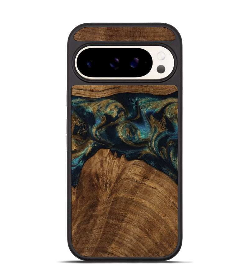 Pixel 9 Wood Phone Case - Kobe (Teal & Gold, 752597)