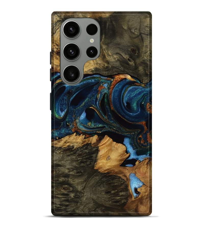 Galaxy S23 Ultra Wood Live Edge Phone Case - Lucie (Teal & Gold, 752695)