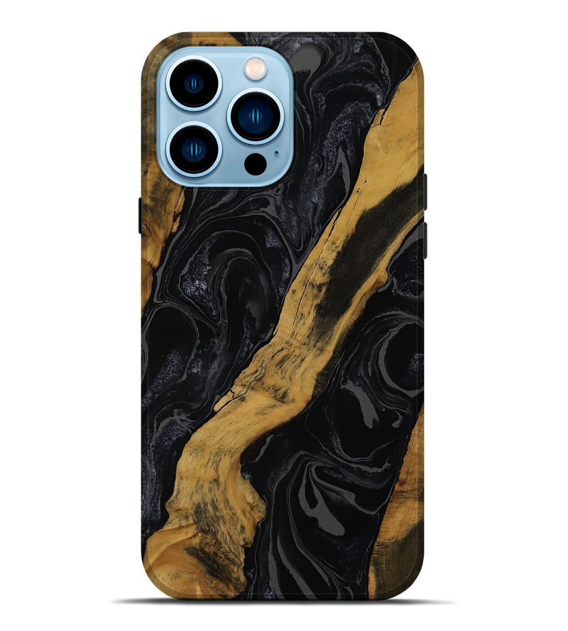 iPhone 14 Pro Max Wood Live Edge Phone Case - Zendaya (Black & White, 752696)