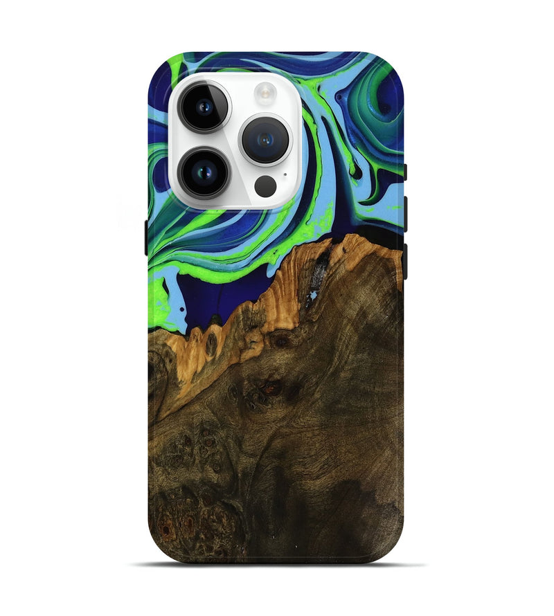 iPhone 15 Pro Wood Live Edge Phone Case - Mikayla (Green, 752697)