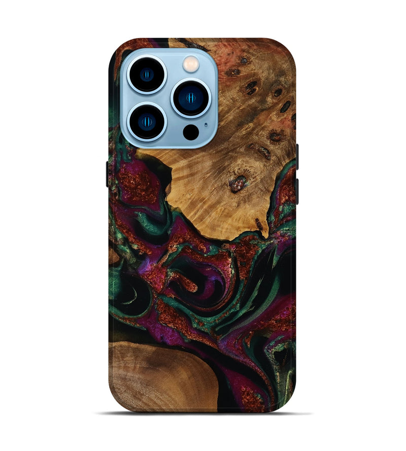iPhone 14 Pro Wood Live Edge Phone Case - Bess (Green, 752706)