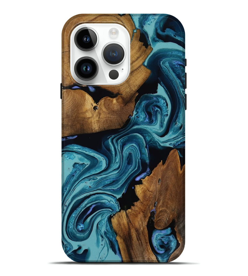 iPhone 15 Pro Max Wood Live Edge Phone Case - Cade (Blue, 752710)