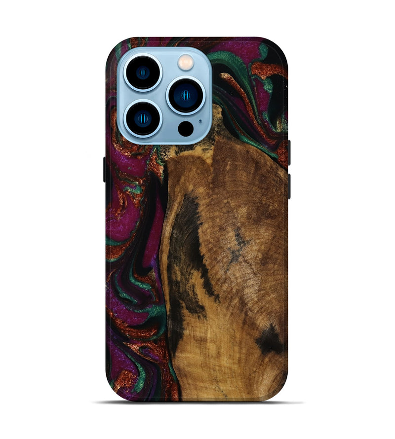 iPhone 14 Pro Wood Live Edge Phone Case - Stevie (Purple, 752714)