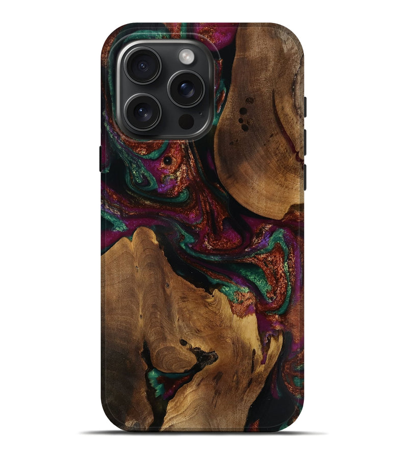 iPhone 16 Pro Max Wood Live Edge Phone Case - Alora (Green, 752715)