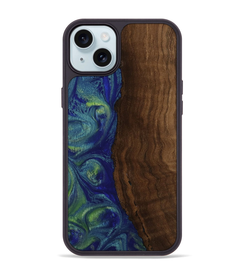 iPhone 15 Plus Wood Phone Case - Corey (Blue, 753002)