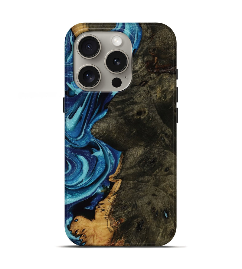 iPhone 16 Pro Wood Live Edge Phone Case - Arian (Blue, 753144)