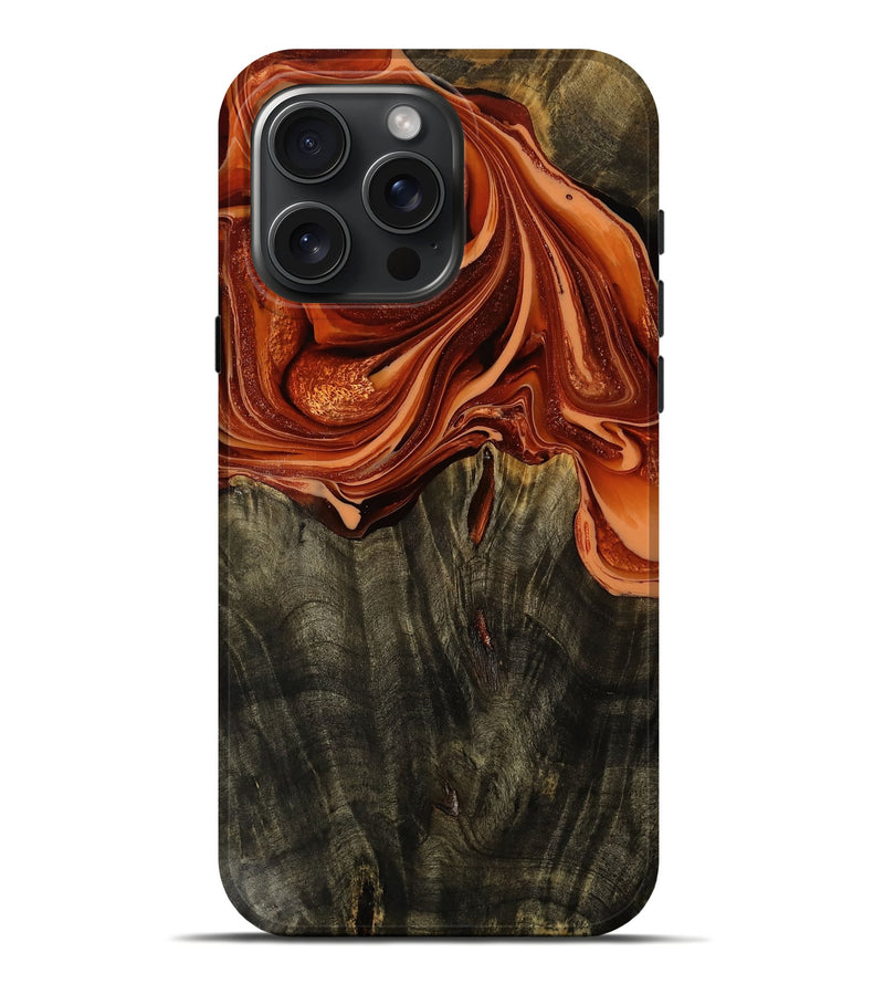 iPhone 16 Pro Max Wood Live Edge Phone Case - Memphis (Red, 753145)