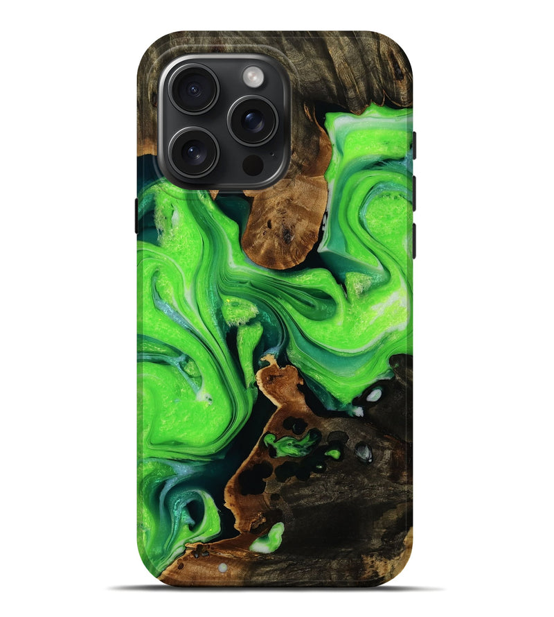 iPhone 16 Pro Max Wood Live Edge Phone Case - Anakin (Green, 753149)