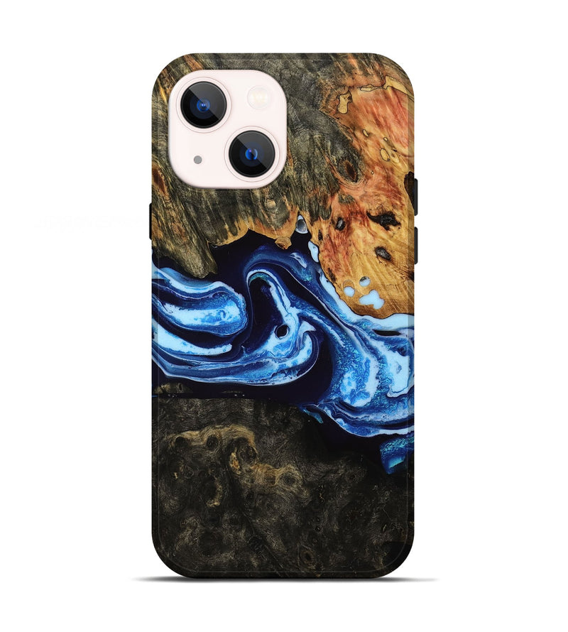 iPhone 13 Wood Live Edge Phone Case - Lynne (Blue, 753490)