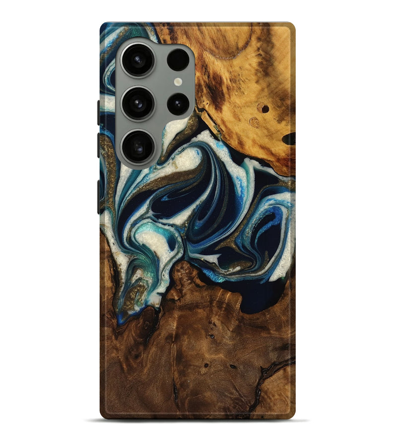 Galaxy S24 Ultra Wood Live Edge Phone Case - Sonny (Teal & Gold, 753501)