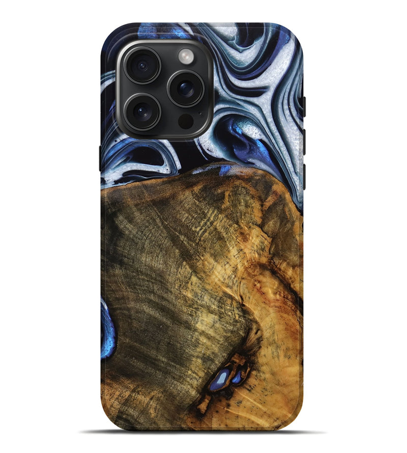 iPhone 16 Pro Max Wood Live Edge Phone Case - Cruz (Blue, 753504)