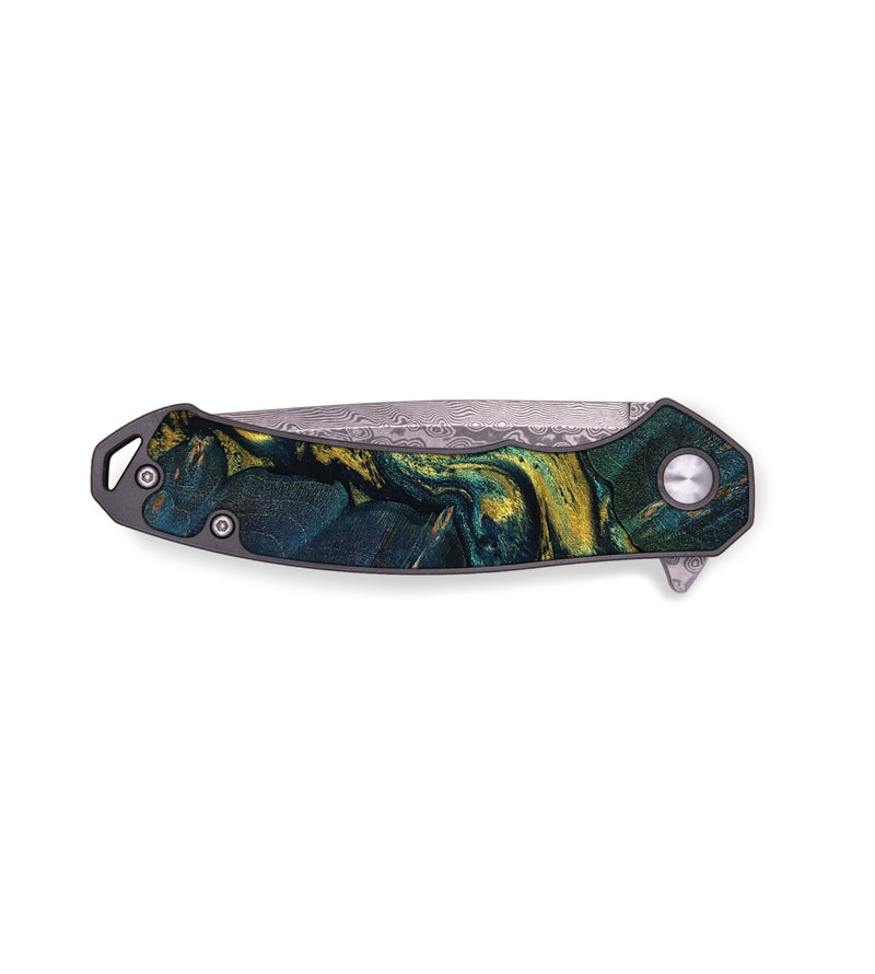 EDC Wood Pocket Knife - Gregory (Teal & Gold, 753601)