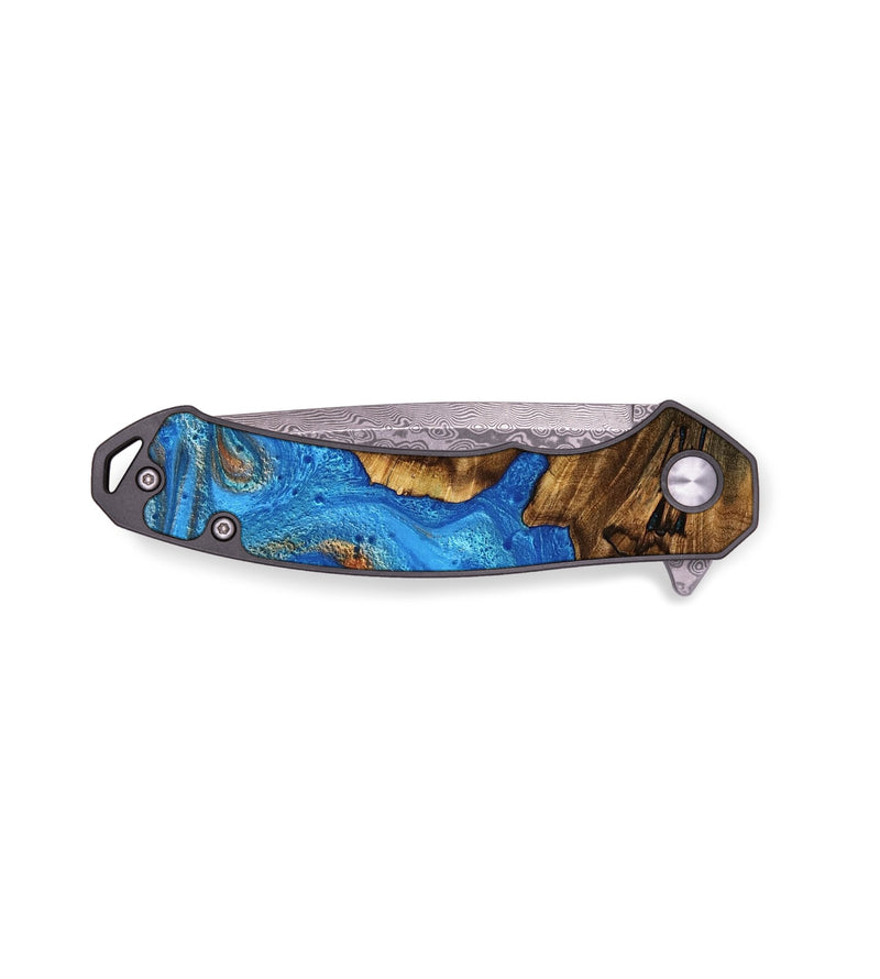 EDC Wood Pocket Knife - Waylen (Teal & Gold, 753604)