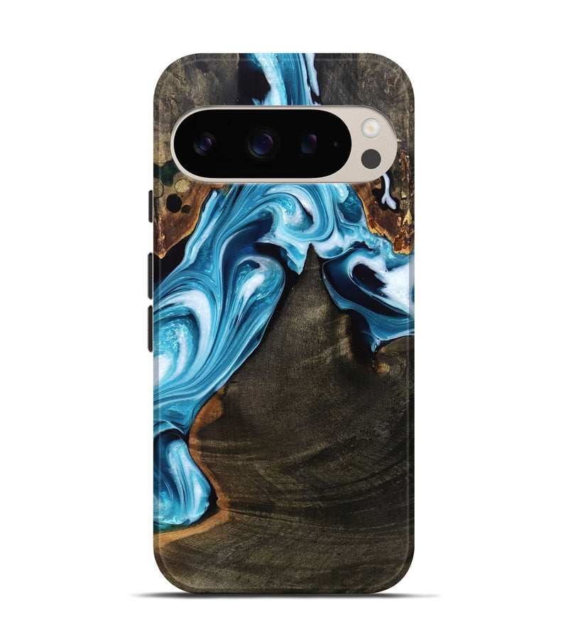 Pixel 9 Pro Wood Live Edge Phone Case - Leonard (Blue, 753667)