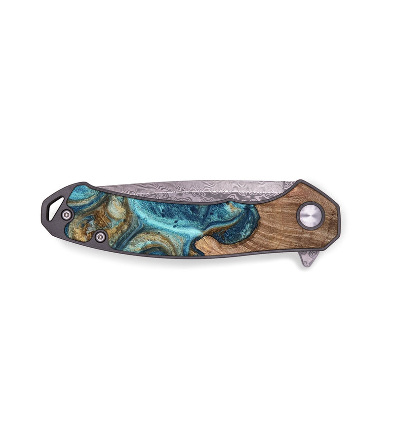 EDC Wood Pocket Knife - Kenia (Teal & Gold, 753680)
