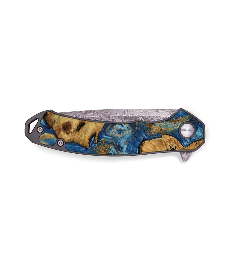 EDC Wood Pocket Knife - Bryana (Teal & Gold, 753942)