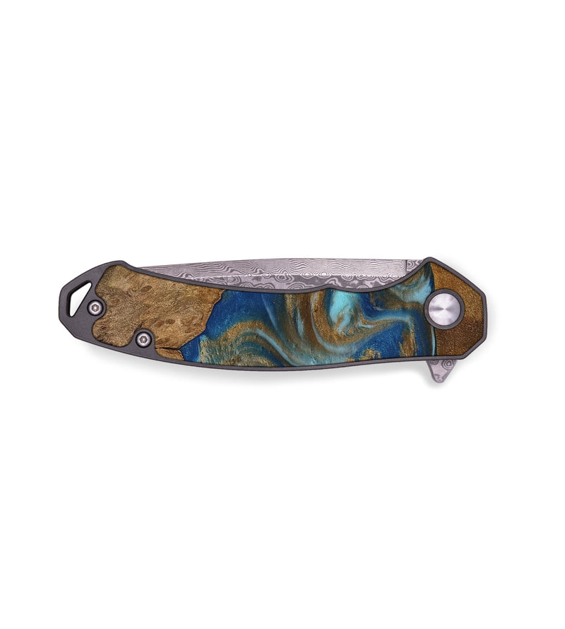 EDC Wood Pocket Knife - Callum (Teal & Gold, 753950)