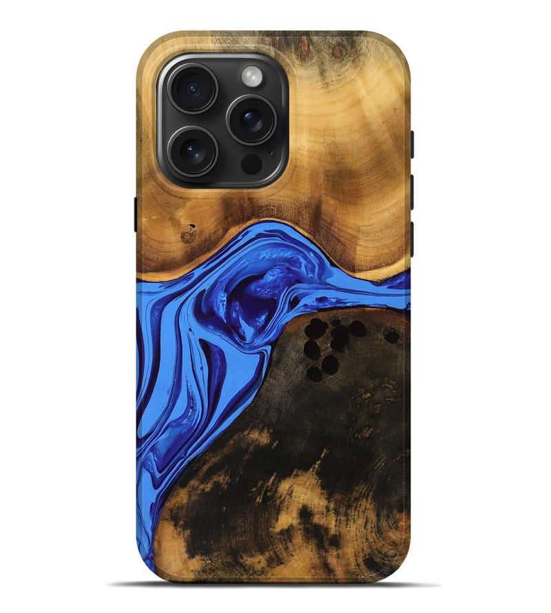 iPhone 16 Pro Max Wood Live Edge Phone Case - Debrah (Blue, 754087)