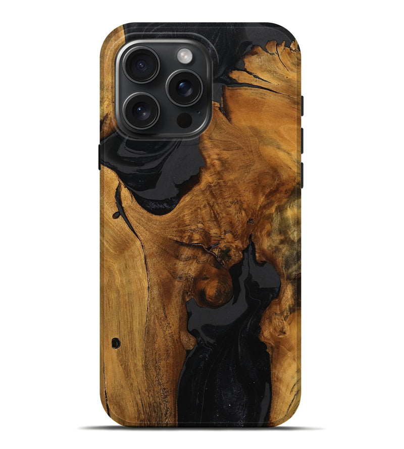iPhone 16 Pro Max Wood Live Edge Phone Case - Carley (Black & White, 754090)