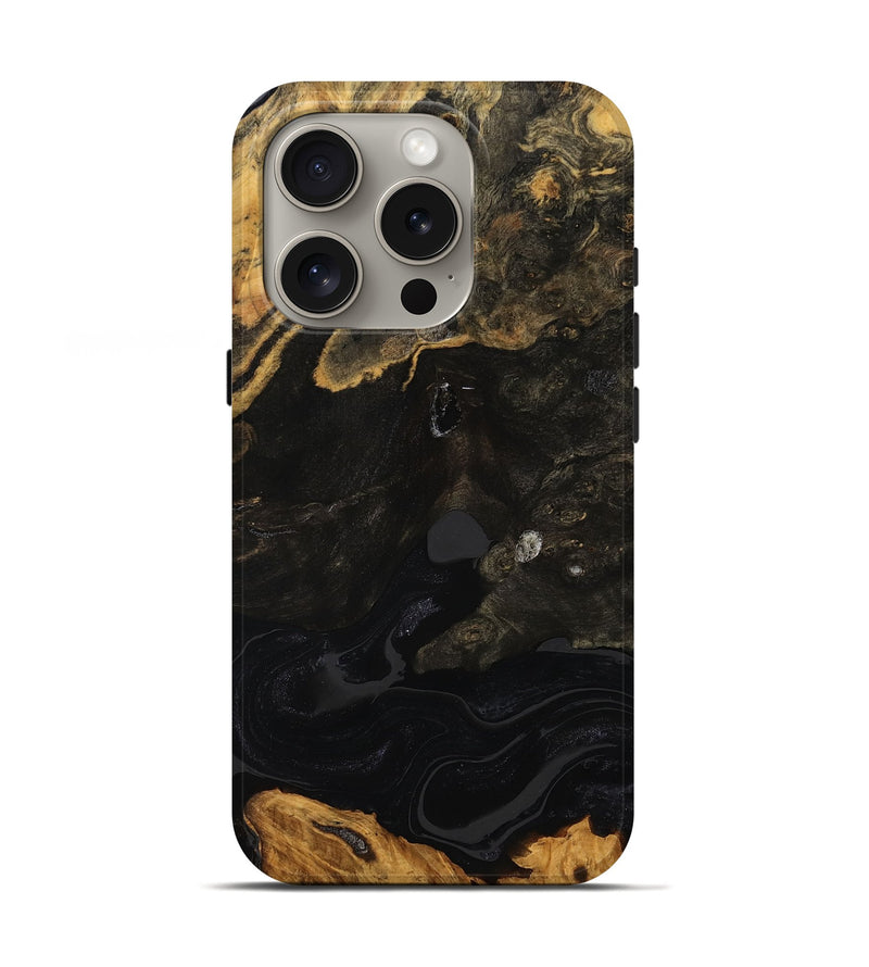 iPhone 16 Pro Wood Live Edge Phone Case - Lailah (Black & White, 754091)
