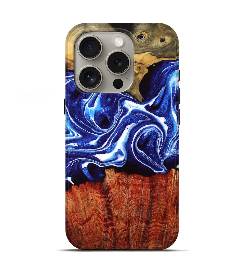 iPhone 16 Pro Wood Live Edge Phone Case - Rodrick (Blue, 754093)