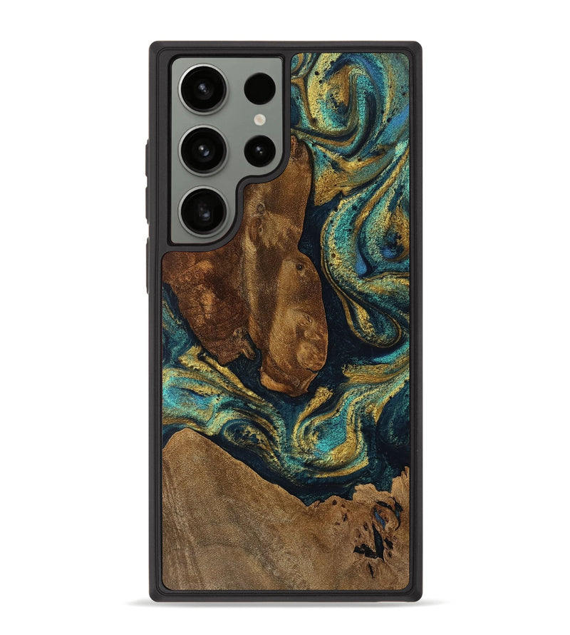 Galaxy S23 Ultra Wood Phone Case - Clint (Teal & Gold, 754154)