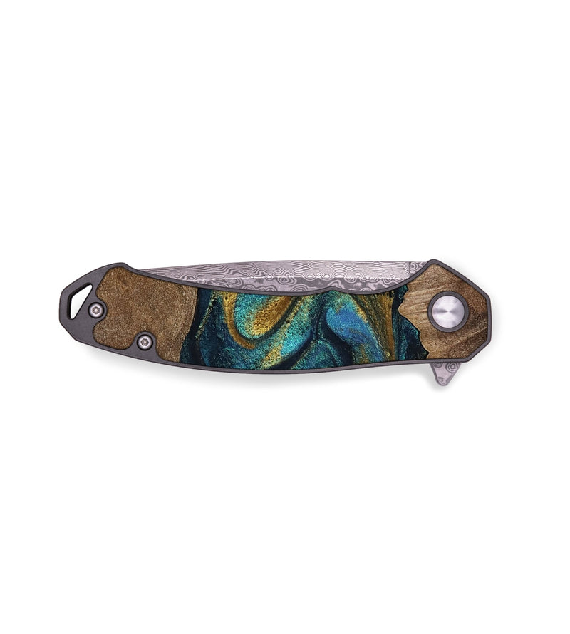 EDC Wood Pocket Knife - Henrik (Teal & Gold, 754160)