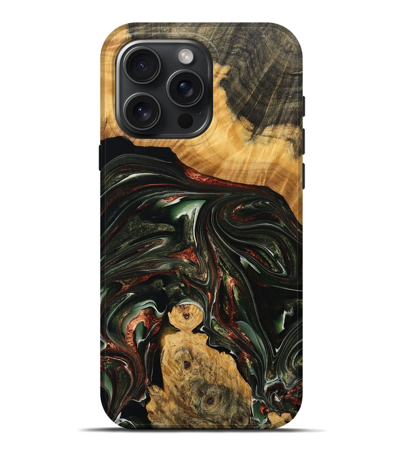 iPhone 16 Pro Max Wood Live Edge Phone Case - Dayami (Green, 754419)