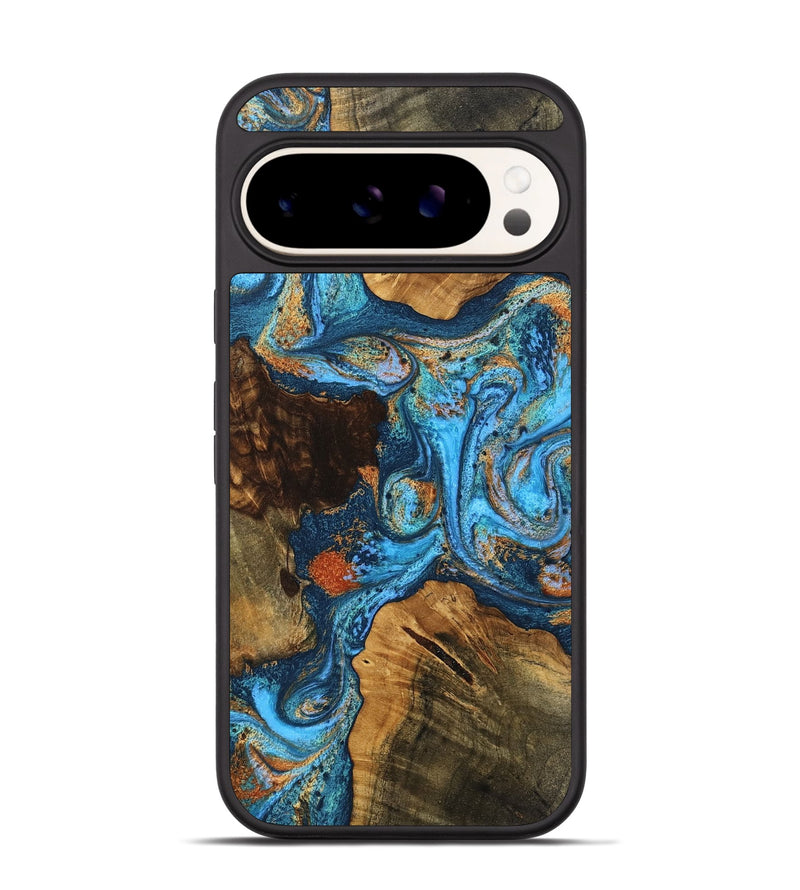 Pixel 9 Wood Phone Case - Zack (Teal & Gold, 754520)