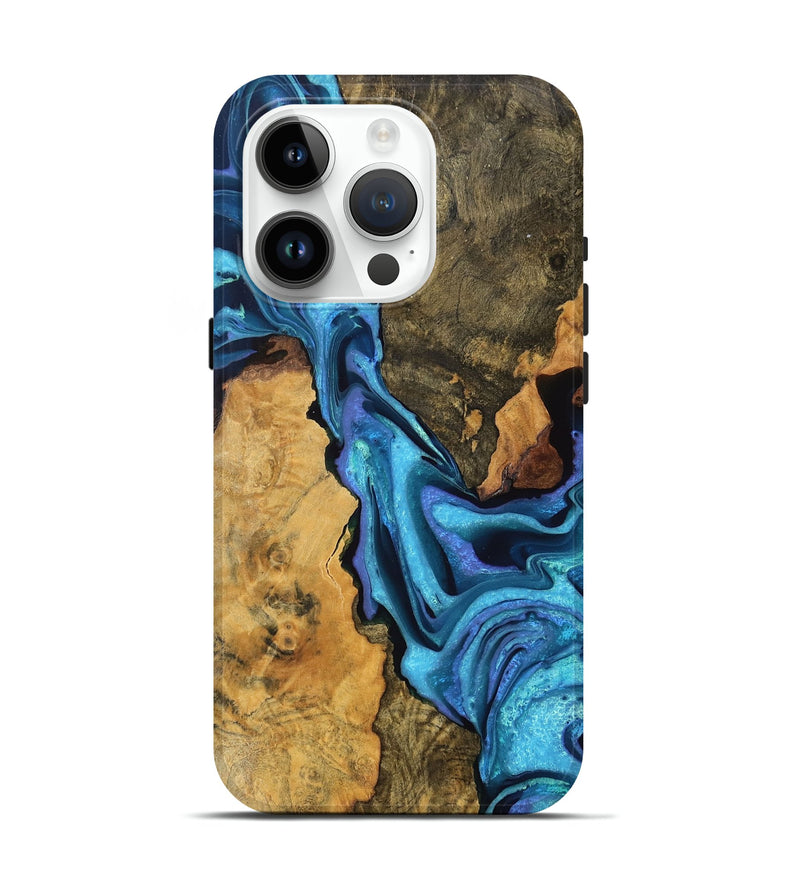 iPhone 15 Pro Wood Live Edge Phone Case - Nori (Blue, 754861)