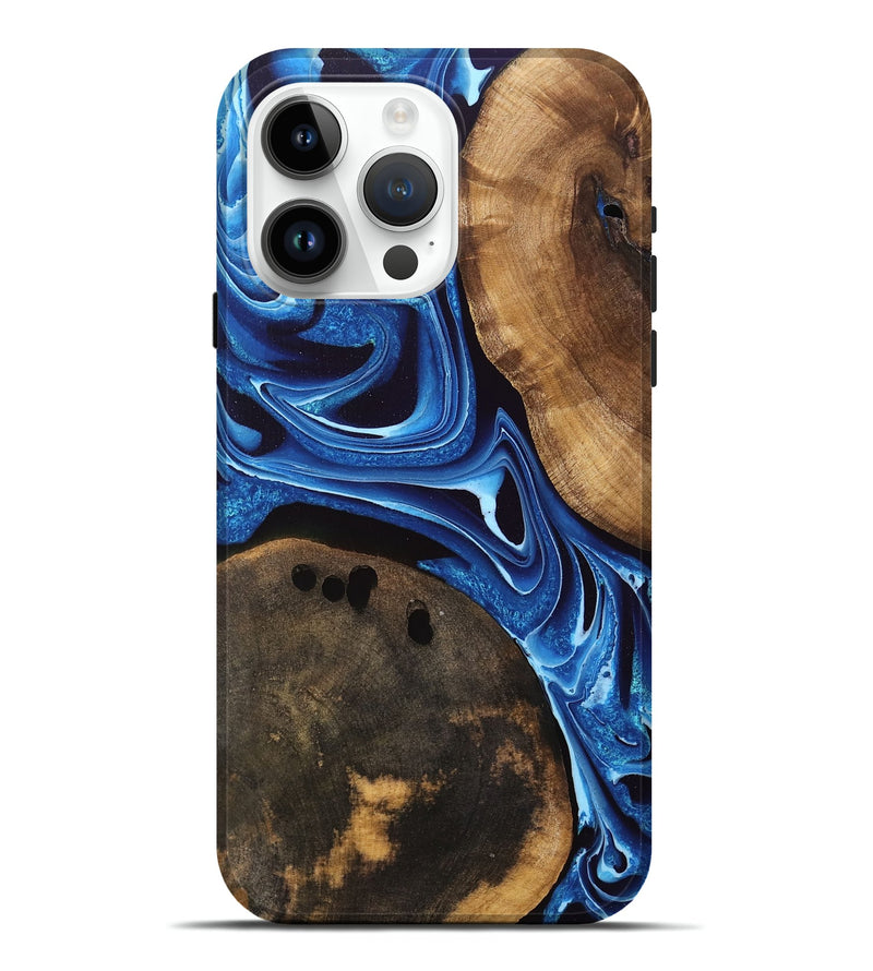 iPhone 15 Pro Max Wood Live Edge Phone Case - David (Blue, 754864)