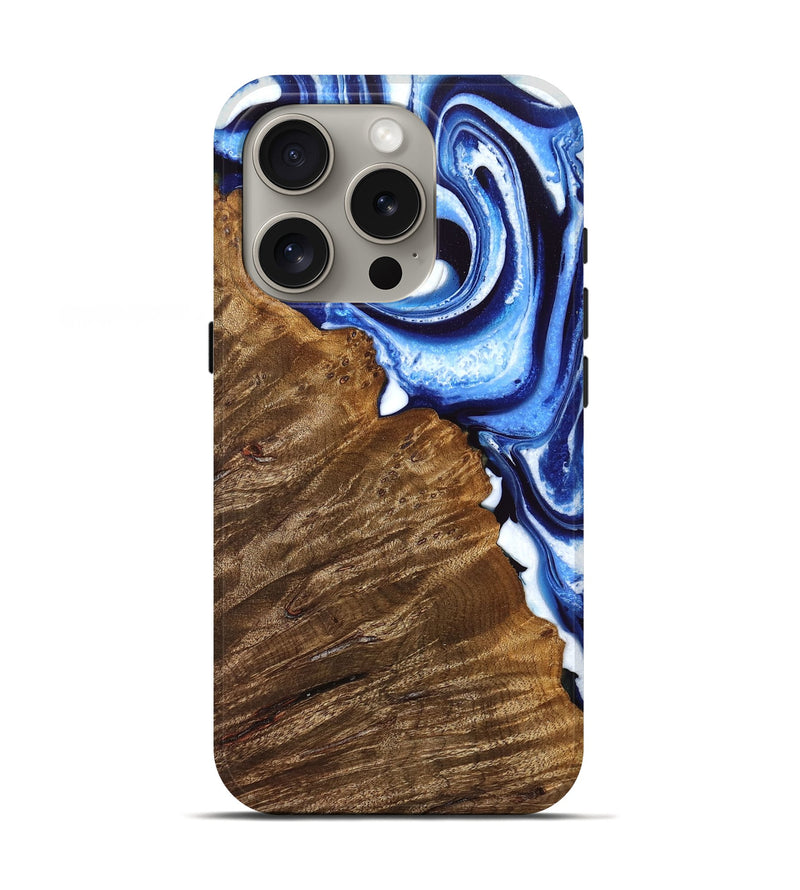 iPhone 16 Pro Wood Live Edge Phone Case - Laurie (Blue, 754867)