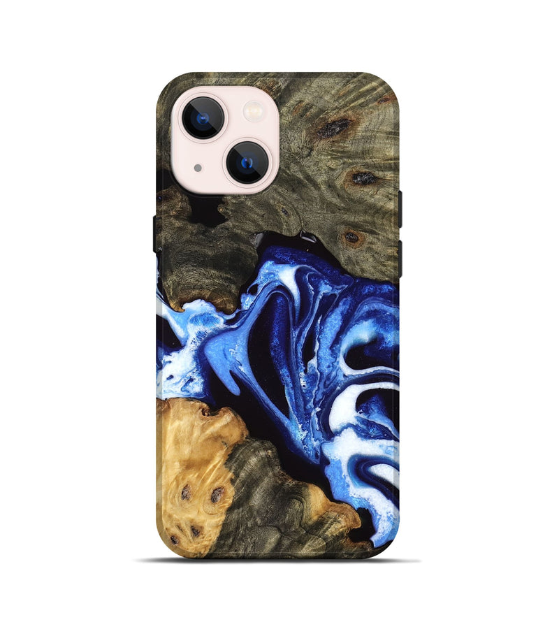 iPhone 13 mini Wood Live Edge Phone Case - Stefan (Blue, 754869)
